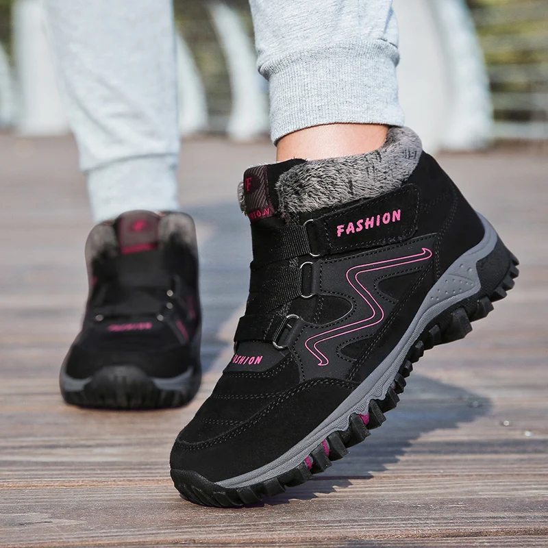 Зимние ботильоны для пар уличные противоскользящие теплые зимние ботинки модная