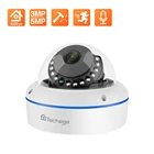 IP-камера Techage Super HD 5 Мп 3 Мп PoE, комнатная Антивандальная водонепроницаемая купольная камера видеонаблюдения с записью звука, P2P видеонаблюдение