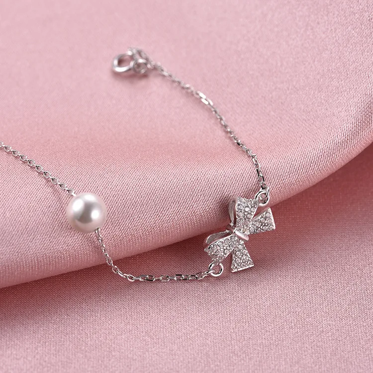 

UXN301 New S925 pure silver women's Pearl Bracelet Fashion butterfly men and women's jewelry