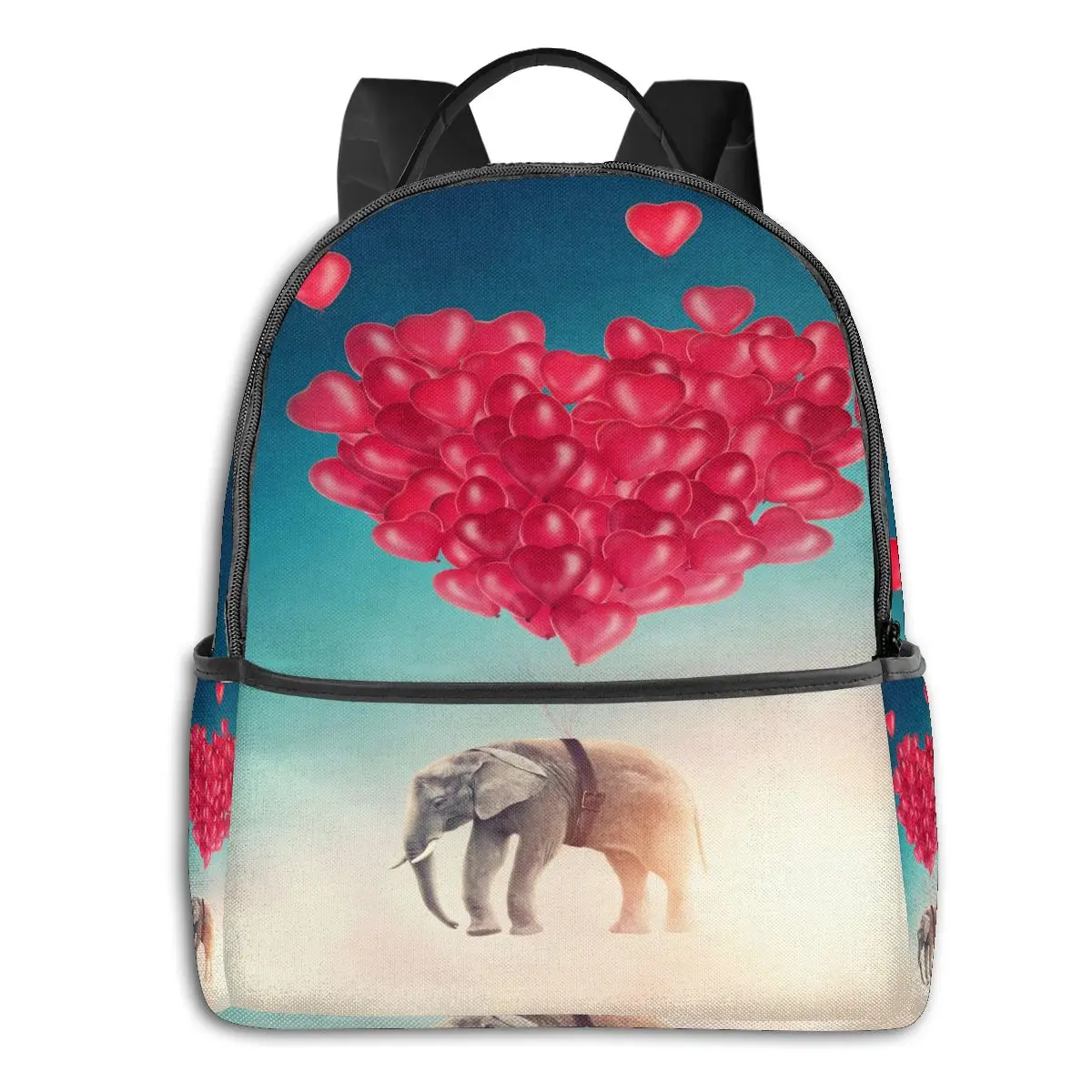 

Fashion College School Bag Elephant Flying Balloons In The Sky Casual Backpack Book Bag for Teenage Travel Shoulder Bag Rucksack