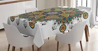 Mandala Pattern with Several Exquisite Colors Cultural Bohemian, Dining Room Kitchen Rectangular Table Cover