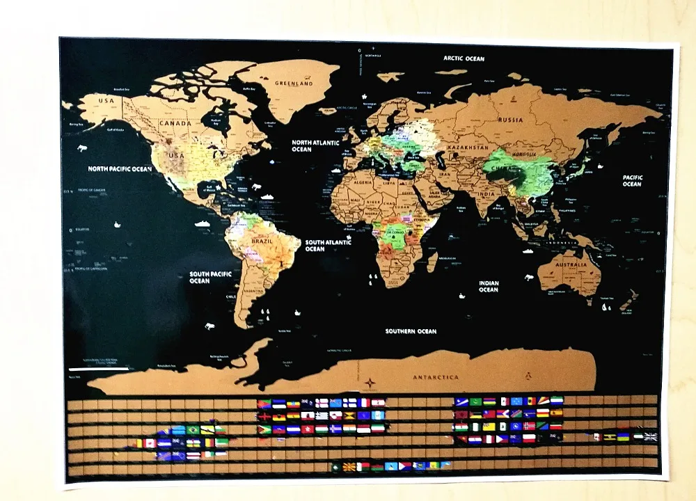 Персонализированные Черные царапины карта 58X83 см Делюкс Путешествия издание