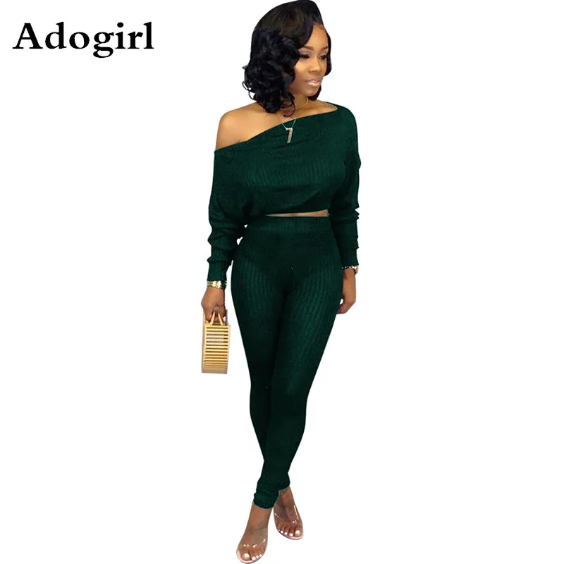 

Женский спортивный костюм в рубчик, комплект из двух предметов, короткий топ с длинным рукавом и воротником-лодочкой и брюки-карандаш, спорт...