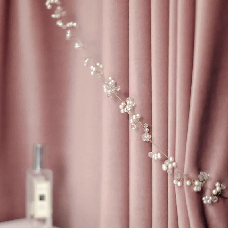 

Nordic Velvet Curtains for Living Dining Room Bedroom Fabric Luxury Curtains Pink Girl Room Curtains Tulle Product Customization