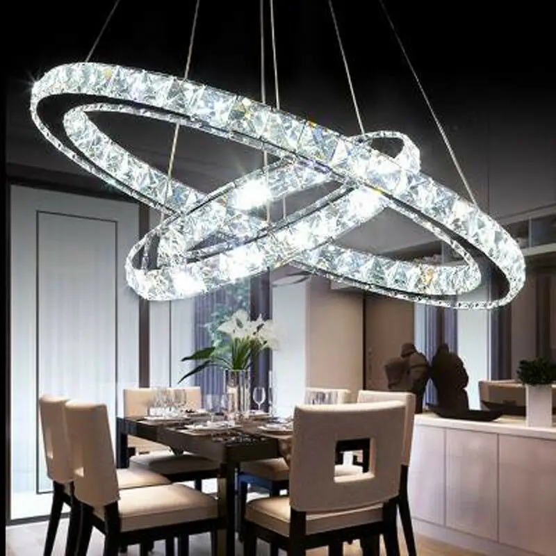 

Yonntech Luxury Diamond 2 Rings Crystal Chandelier Led K9 Mordern Pendant Light Home Deco Hanging Lighting Suspension Luminaire