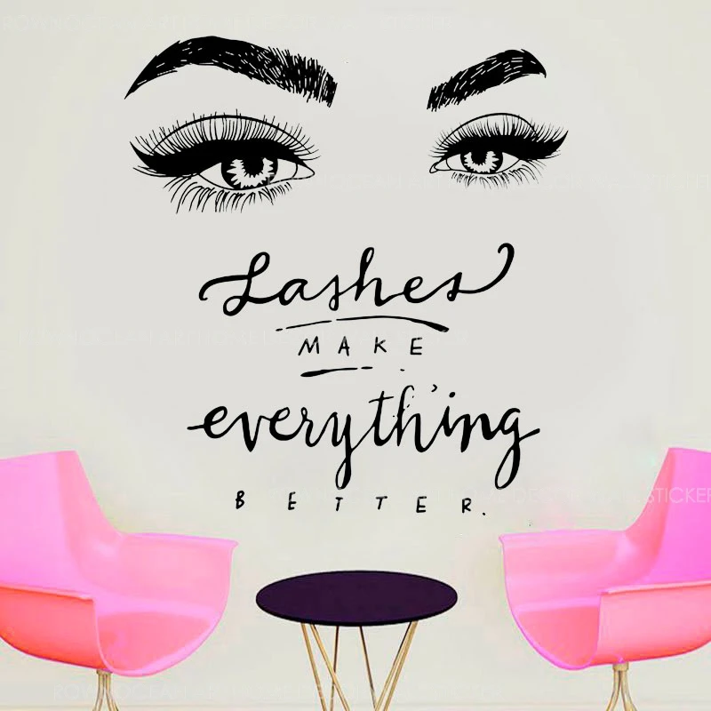 Ресницы Наклейка на стену декор для салона красоты макияж все лучше виниловые