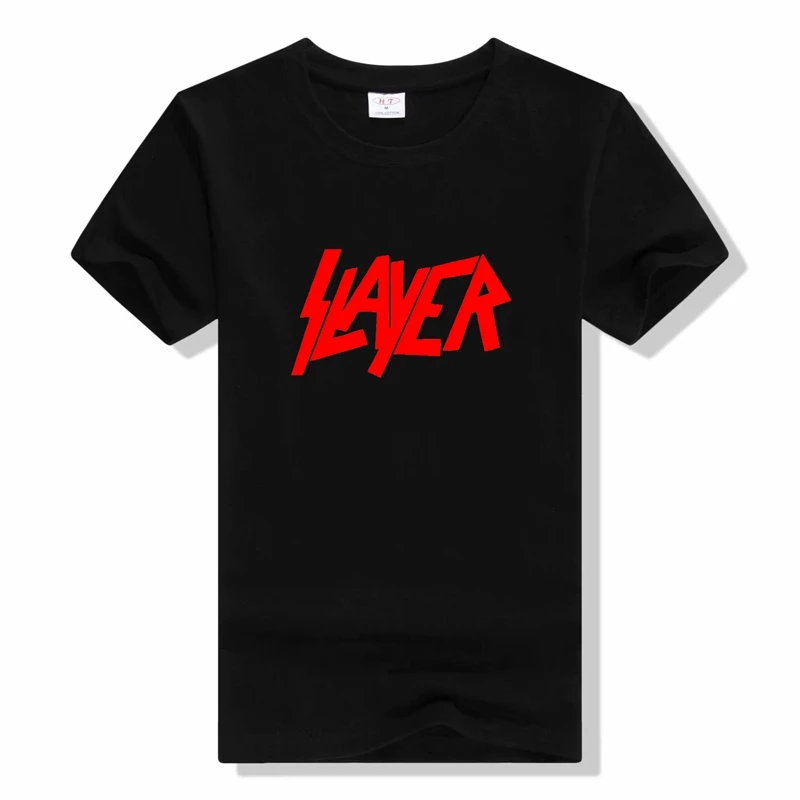 SLAYER Metal band Футболка Мужская/женская летняя 100% хлопковая футболка с коротким