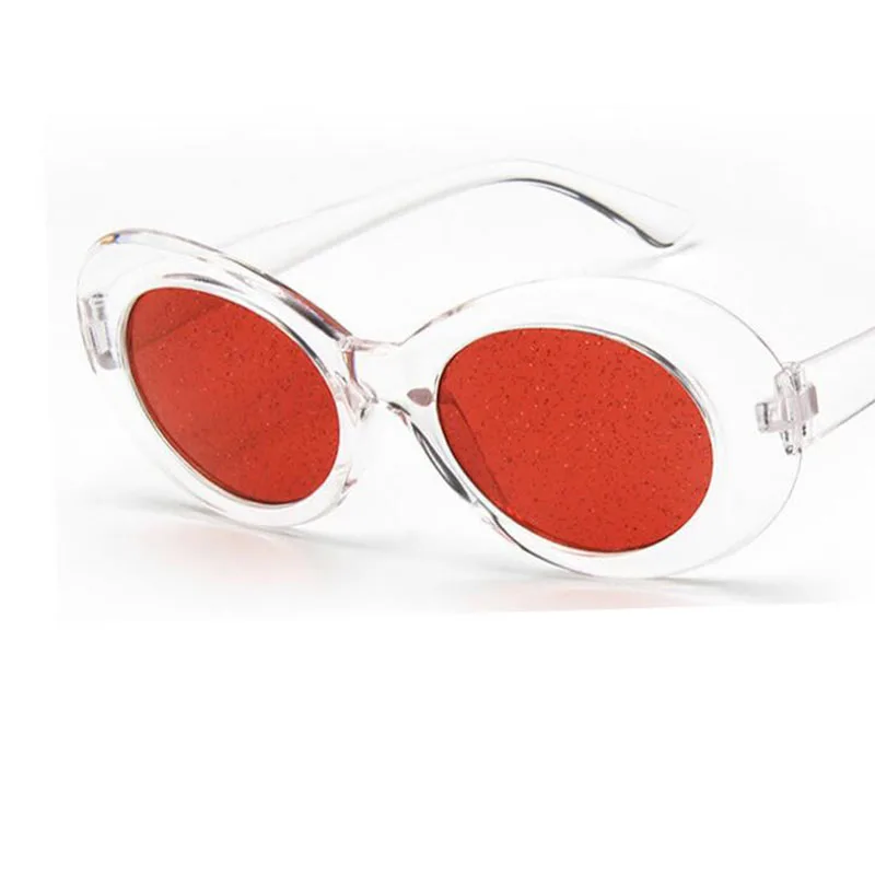 white frame red Модные, крутые, уникальные, ослепительные линзы, Овальные, стильные солнцезащитные очки для женщин и мужчин, вечерние, брендовые, Sesign, солнцезащитные очки Oculos De Sol - Цвет линз: white frame red