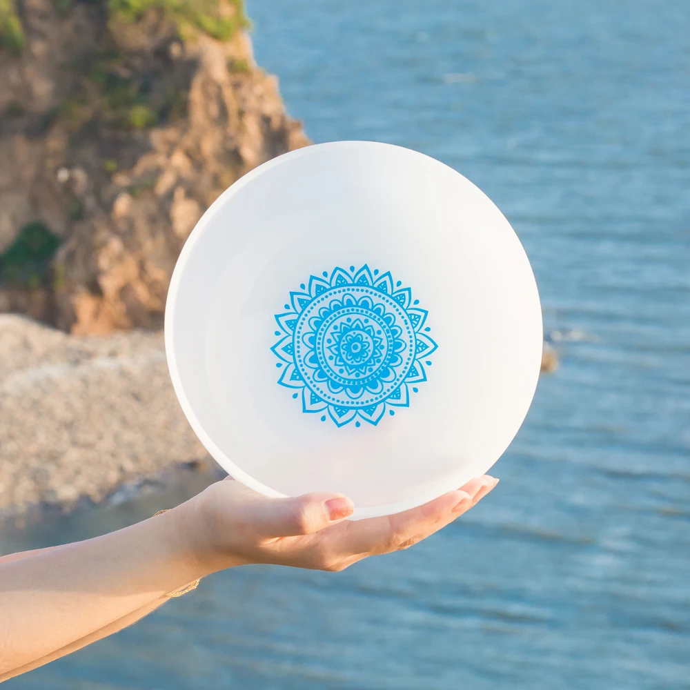 8 дюймов G ГОРЛОВАЯ синяя чакра симбл узор кварцевая Хрустальная Поющая