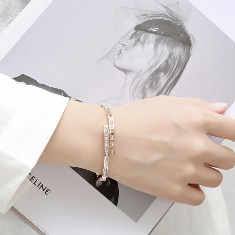 Новое поступление 316 браслет из нержавеющей стали с римскими цифрами розового