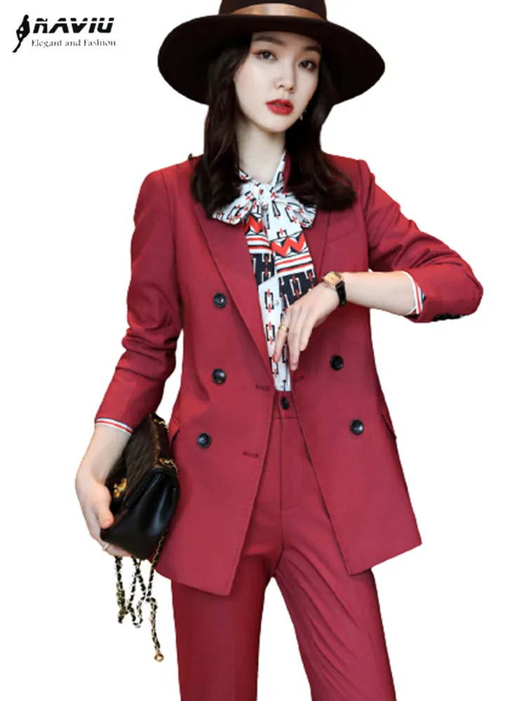 

Модные женские костюмы 2021 Новинка Осень высококачественный профессиональный темпераментный деловой Тонкий пиджак и брюки Офисная Женская...