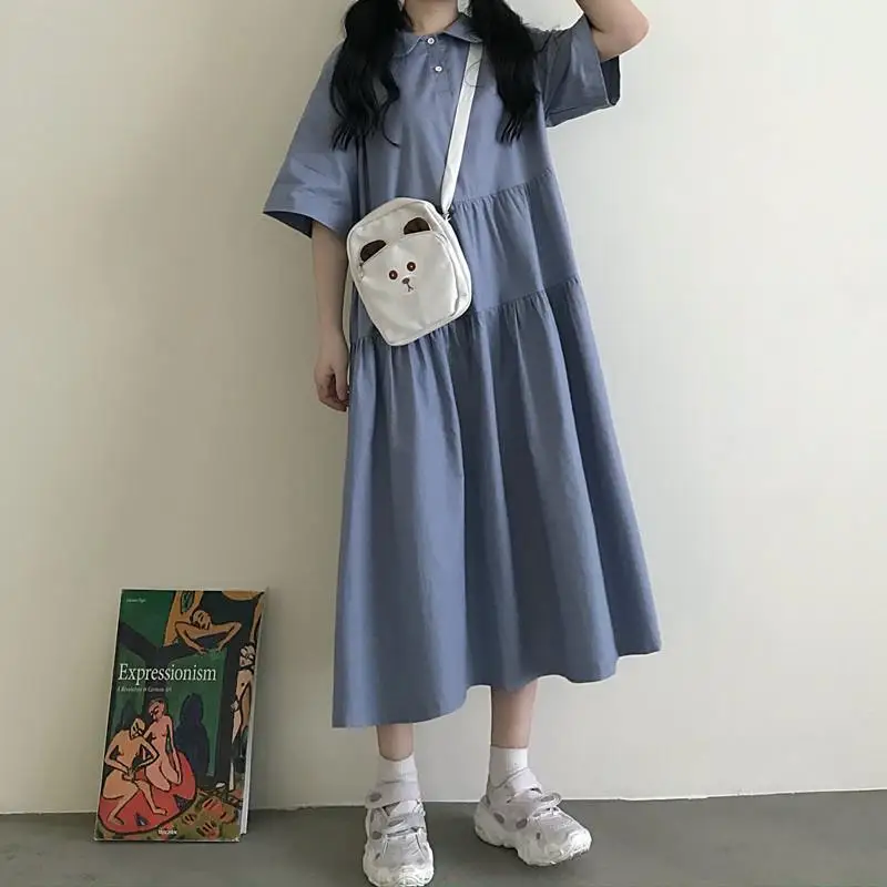 Платья с коротким рукавом для женщин простая стильная повседневная одежда