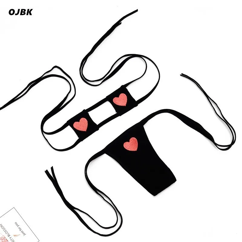 

Women Sexy Lingerie Erotic Cute Mini Bra Black White Hot Pajamas Micro Bikini Clubwear Underwear Anime Style Bra And Panty Set