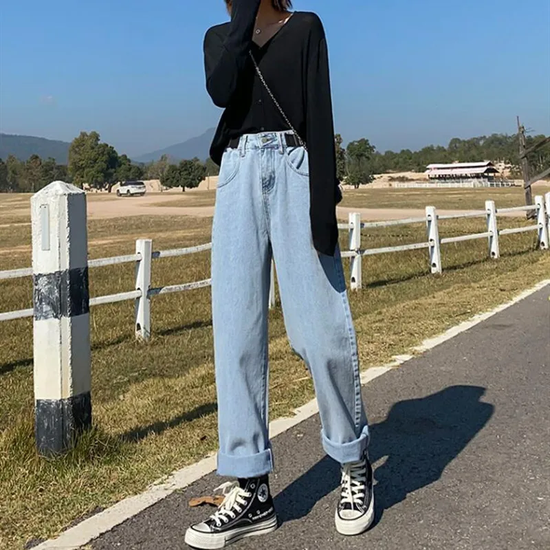 

Woman Jeans Clothes High Waisted new Summer Streetwear Baggy Wide Leg Vintage Fashion Stretch Blue Harajuku Straight Pants