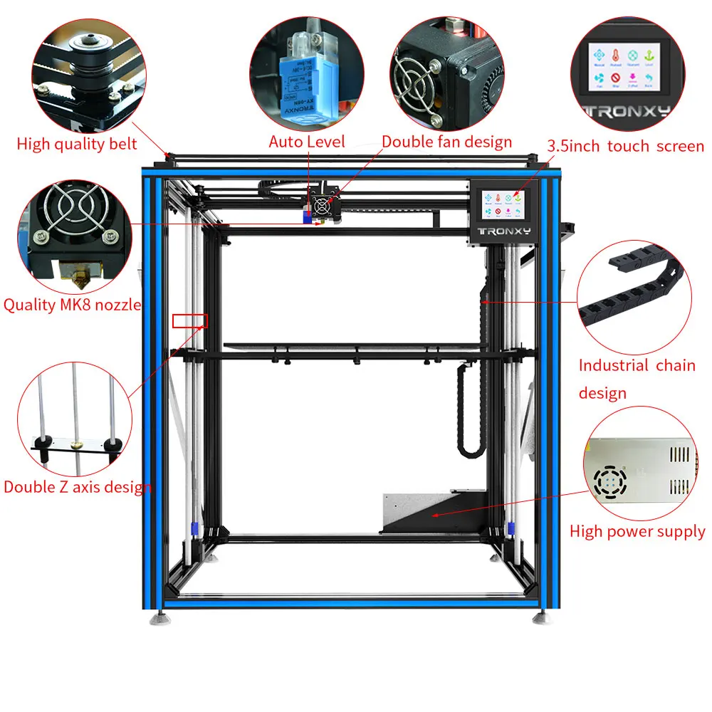 3D-принтер Tronxy s X5SA-500 24V DIY 3D принтер с автоматическим выравниванием Большая печать