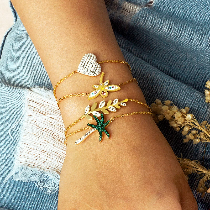 BAOYAN Нержавеющая сталь браслет-цепочка оптовая продажа Винтаж Белые Стразы