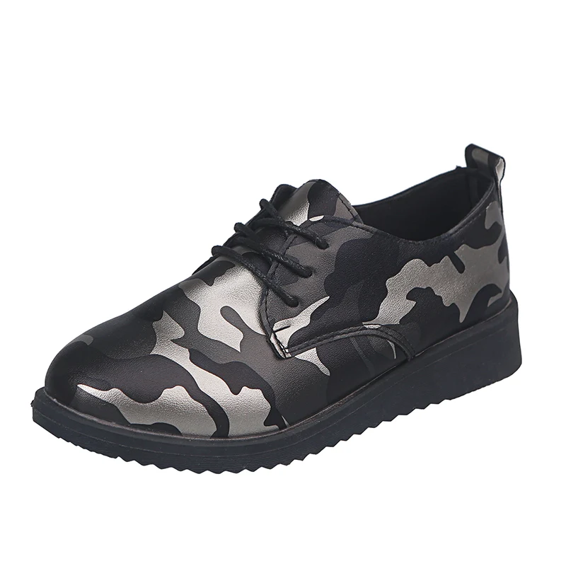 

Women's casual shoes spring sports shoes Oxford shoes ladies camouflage lace shoes British wind flat shoes soft bottom shoes