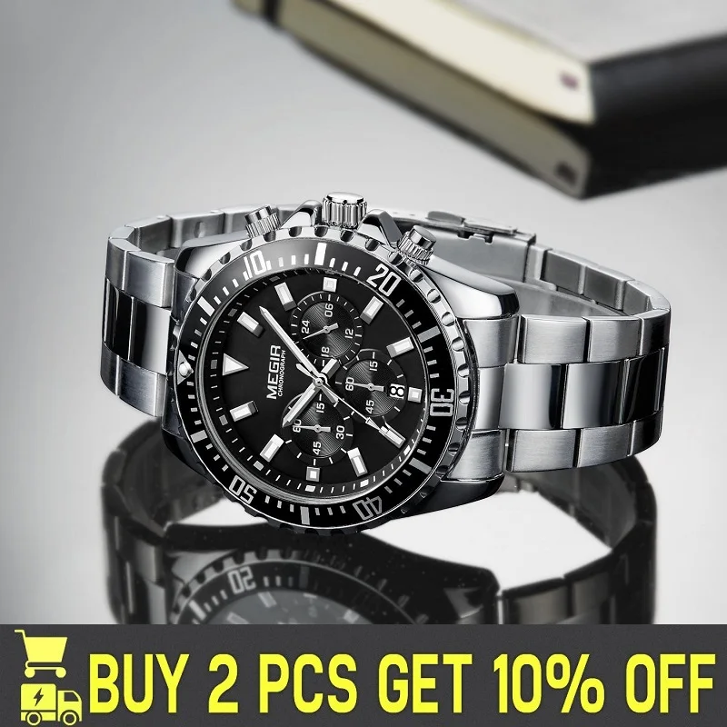 Часы наручные MEGIR Мужские кварцевые роскошные брендовые армейские в стиле