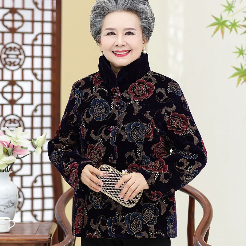 Зимняя куртка для пожилых женщин пальто размера плюс 5XL бархатные теплые парки