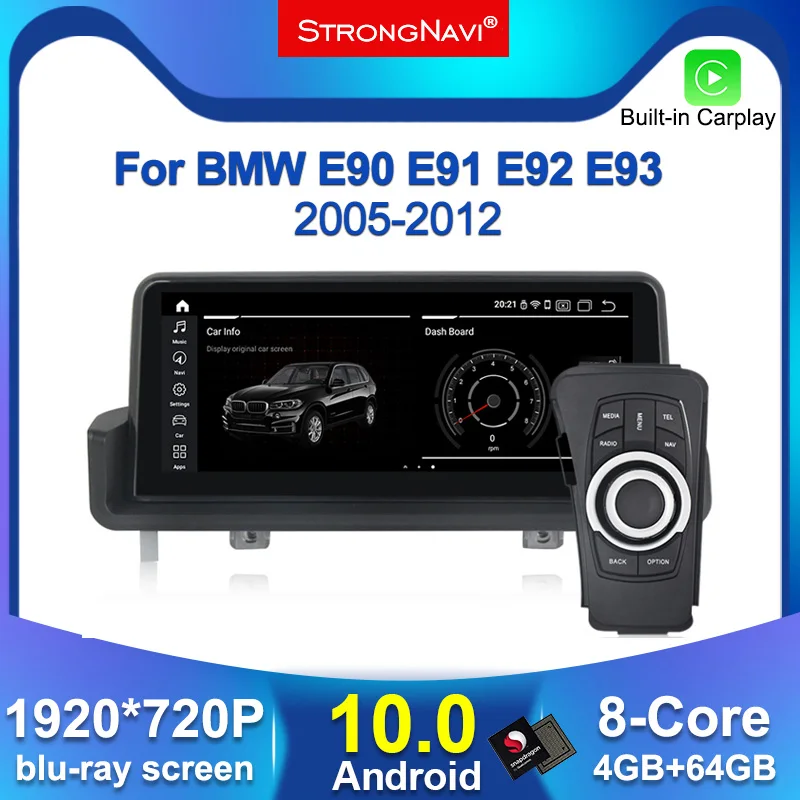 Автомобильный GPS радиоплеер с IPS экраном Android 10 0 навигация для BMW E90 E91 E92 E93 3 серии 4G