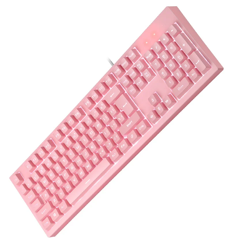 Pink Gaming Keyboard Wired USB LED Backlight 104 Keycaps Keyboard for Laptop PC Gamer images - 6