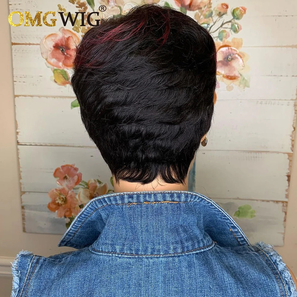 1B/99j бордовый короткий парик с эффектом омбре человеческие волосы парики для