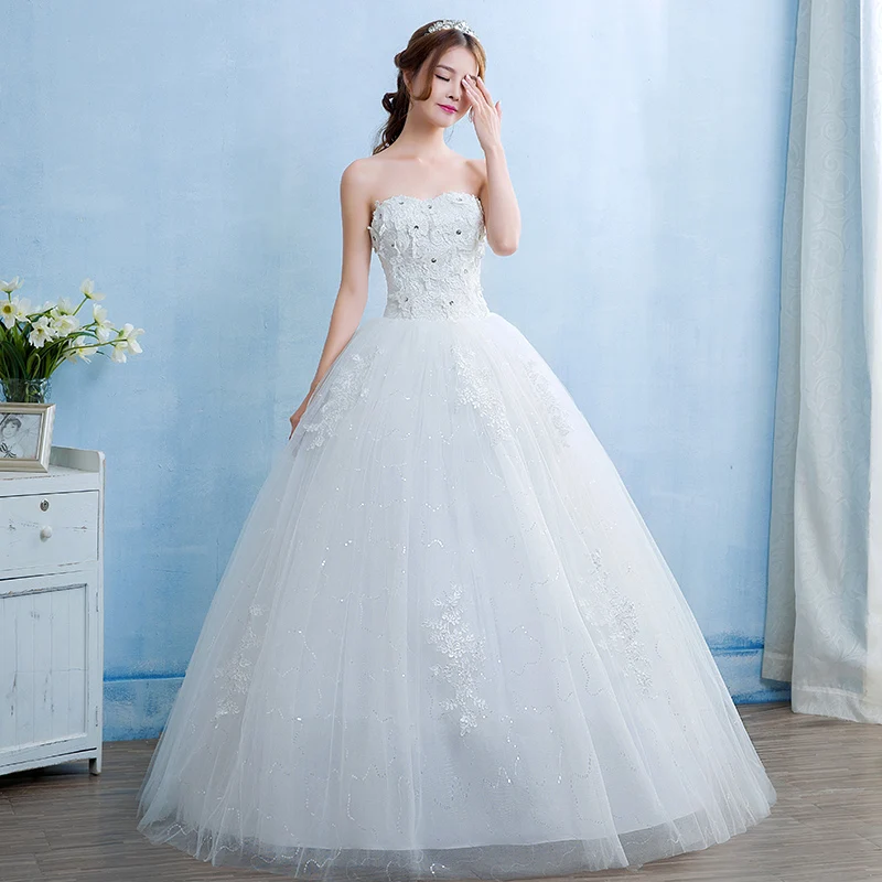 Атласное свадебное платье без бретелек роскошное для невесты бальные платья