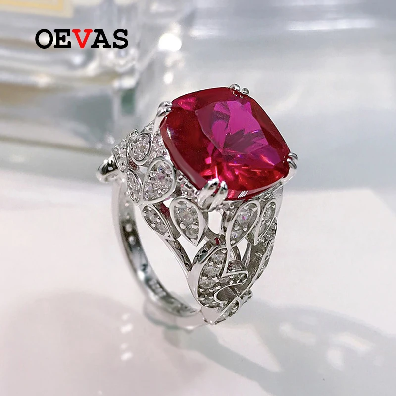 

Женское кольцо из серебра 100% пробы, с красным Рубином, 12 х12 мм