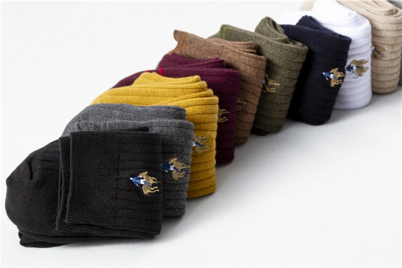 Новинка; сезон осень-зима; мужские полосатые носки, Pier Polo Брендовые мужские вышитые коттоновые носки, мужские счастливый подарок Носки