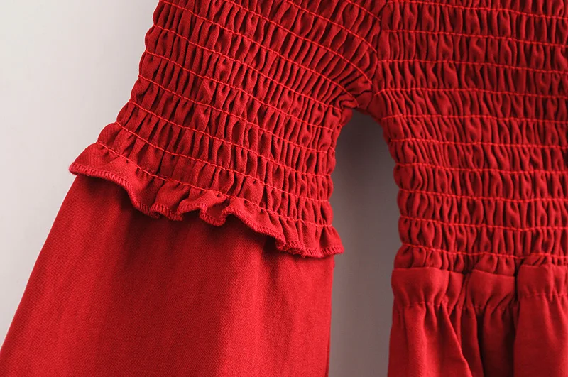 Новая модная женская Красная Эластичная блузка с открытыми плечами рубашки