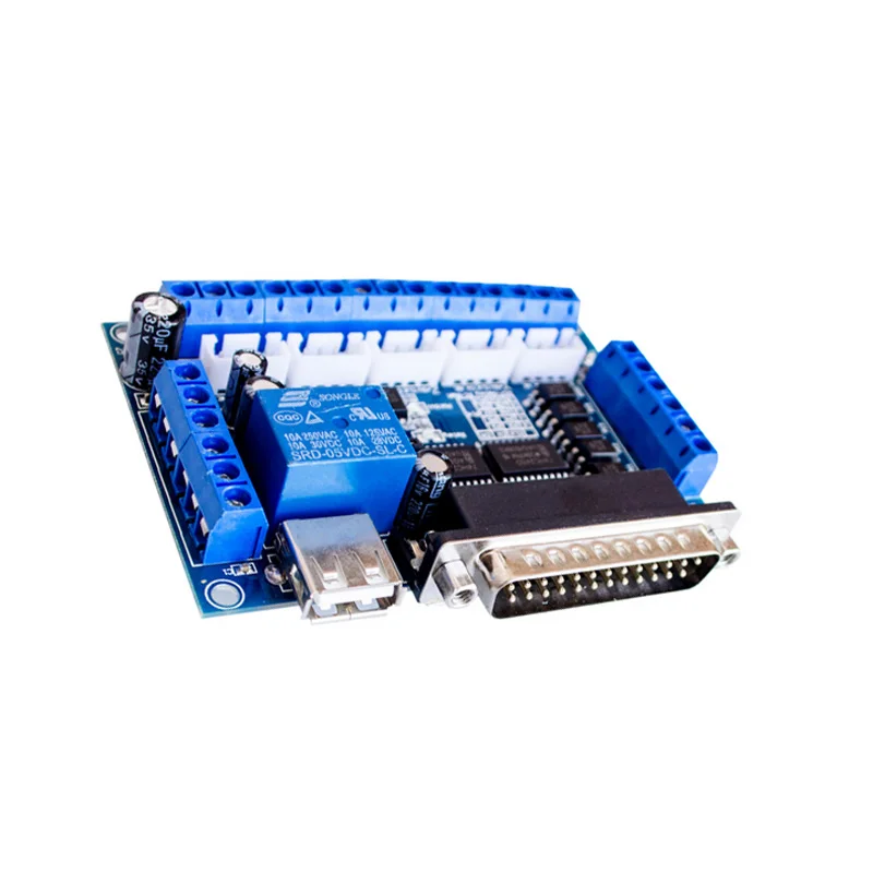CNC 5 Axis Stepper Motor Driver Interface Board With USB Cable Optocoupler Isolation For MACH3 Engraving Machine DIN889 | Обустройство