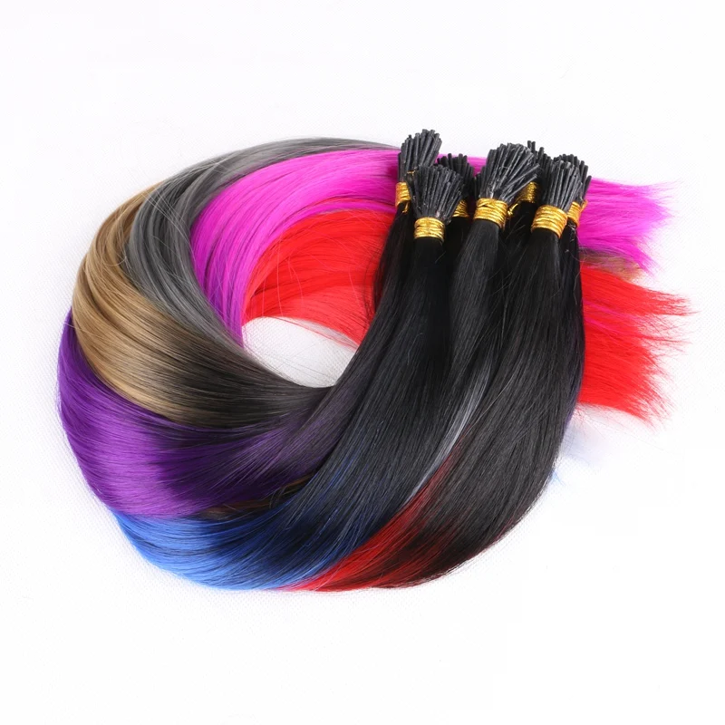 Desire for hair 50strands 22inch long 1g heat resistant synthetic I tip micro ring hair extensions  purple color for Party