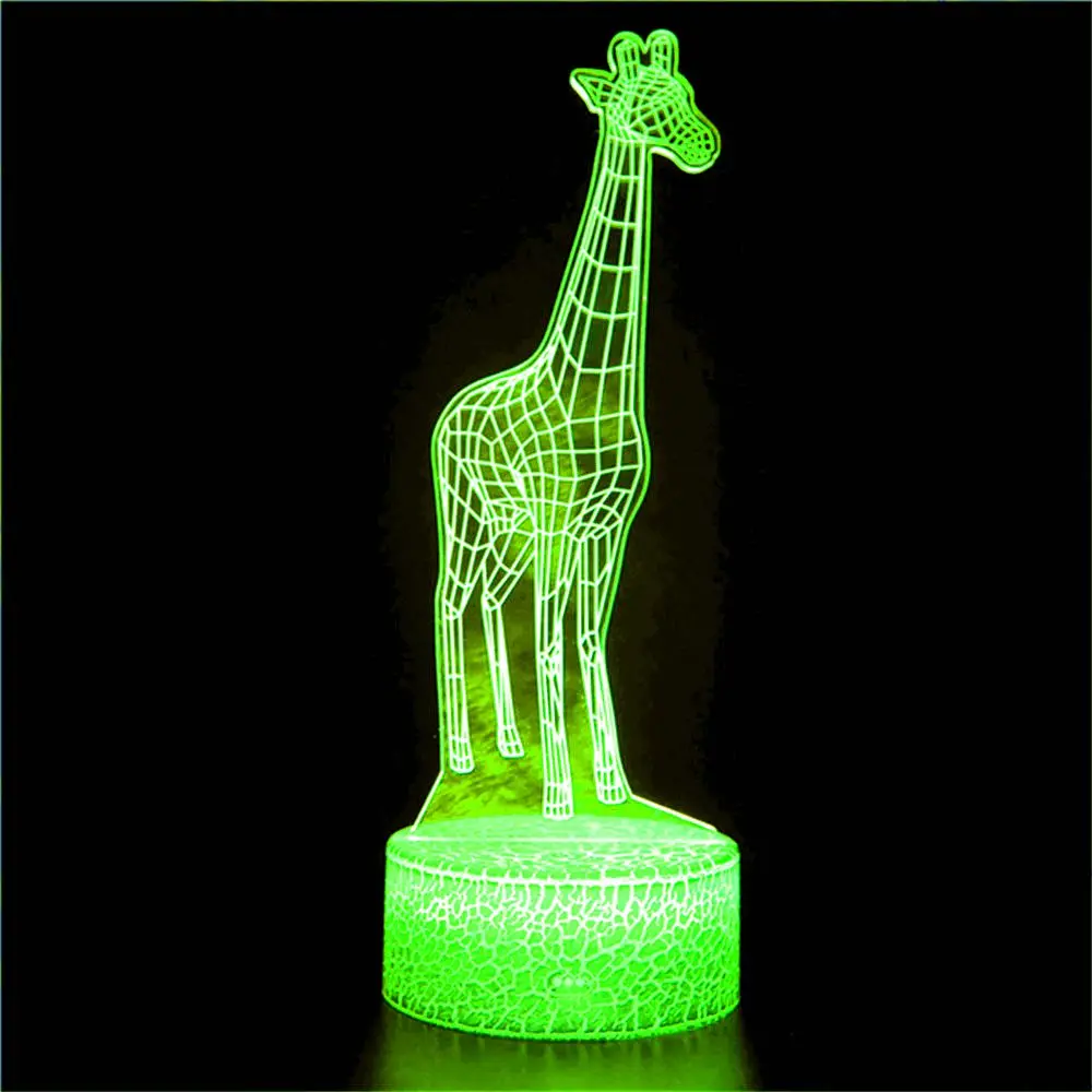

Animal giraffe 3D holographiclamp illusion visual stereo touch usb night light Christmas decoration gift colorful LED table lamp