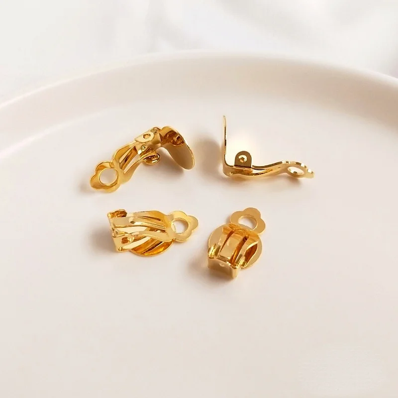 

50pcs/lot Gold Ear Clip Base Earrings Blank Setting Fit 10mm Earring Findings DIY Jewelry Making Supplies