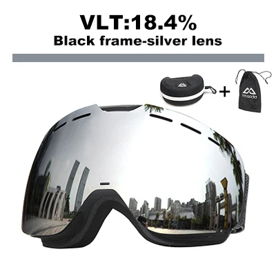 silver lens Mosodo магнитные лыжные очки сноуборд снегоход противотуманные лыжные очки снег большие сферические зимние лыжные очки осветляющие Лен - Цвет: silver lens