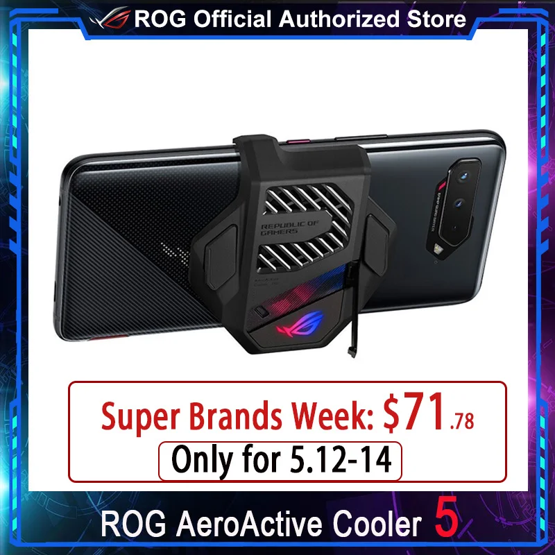 Держатель вентилятора охлаждения ASUS ROG 5 AeroActive Cooler 5 | 3 Funcooler со светодиодной подсветкой Aura, расширительные аксессуары для игровых телефонов ROG5 - изображение