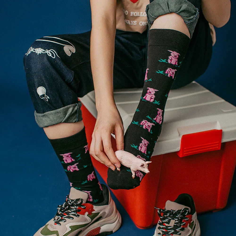 Носки мужские с мультяшным принтом Фламинго свиньи Спортивные Повседневные