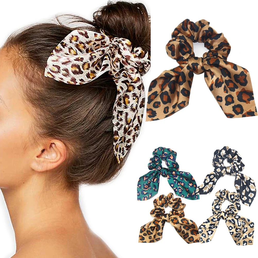 

Women Hair Bands Girls Leopard Print Headbands Hair Bow for Girls Soft Rubber Band for Women Hair Ring Girls Hair Accessories