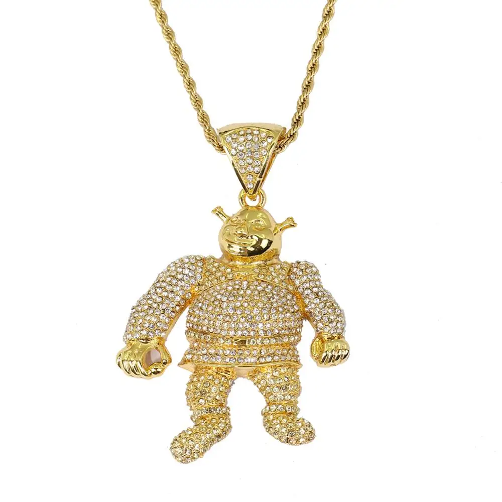 2 цвета Bling Iced Out большой размер мультфильм кулон с изображением из фильма хип хоп ожерелье ювелирные изделия 30 дюймов Франко цепи N638