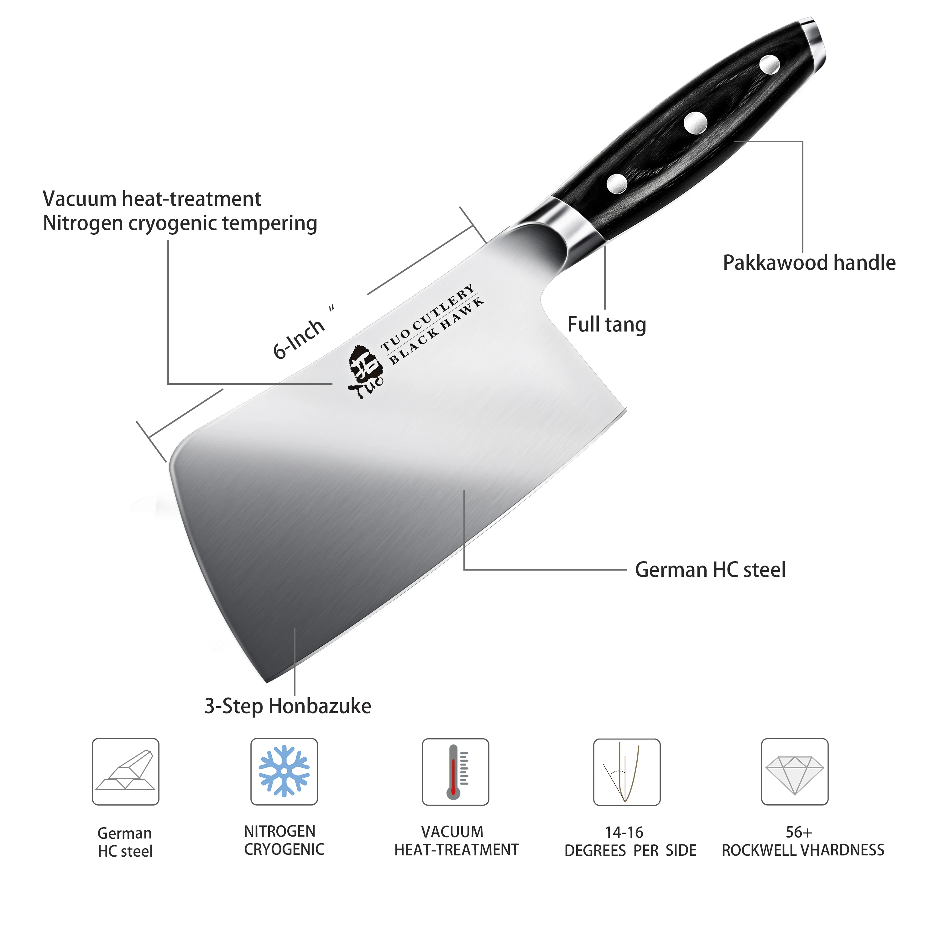 TUO Кливер нож-профессиональный 7-дюймовый тяжелый