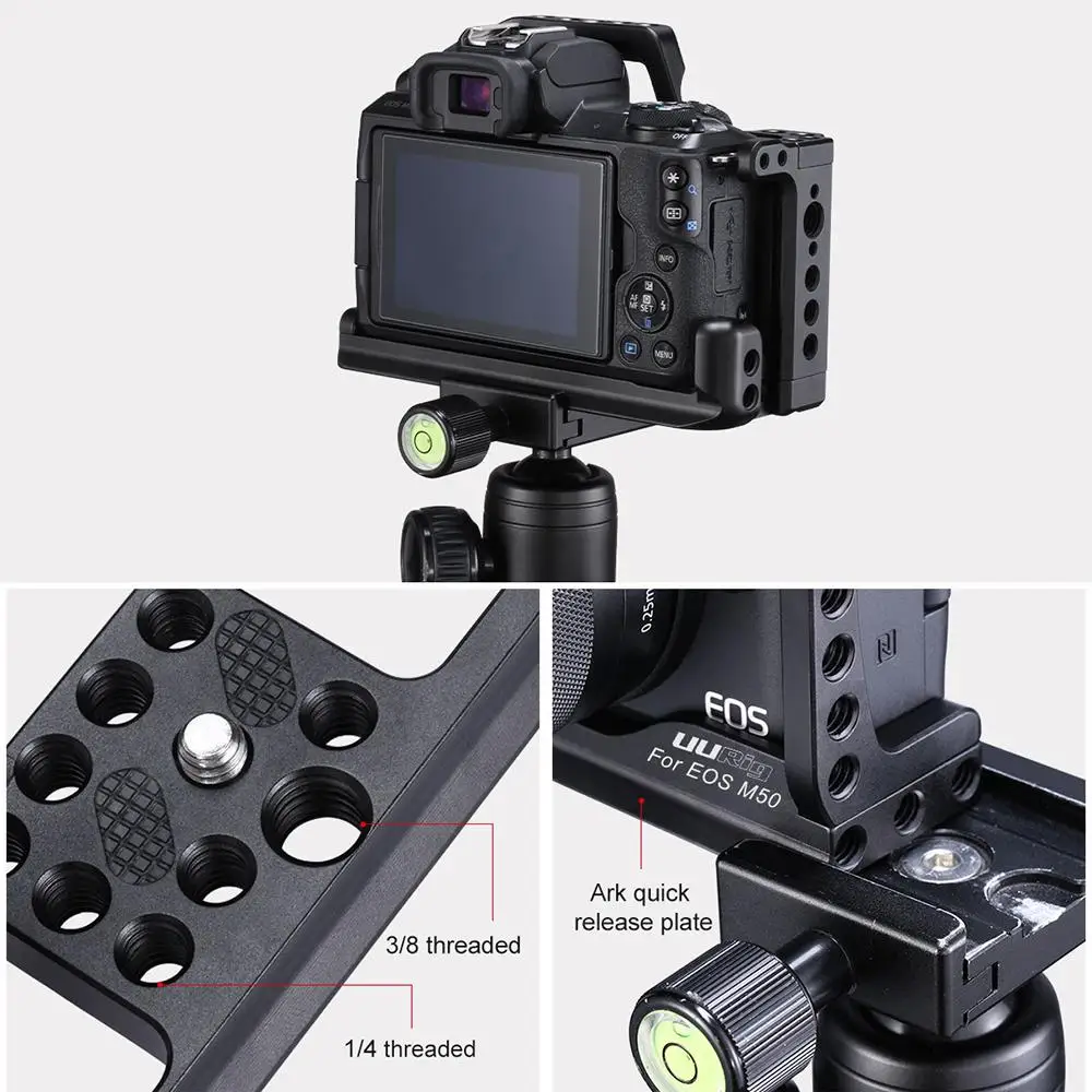 C-M50 UURig профессиональная DSLR камера клетка для Canon M50 M5 Arca быстросъемная клетка для EOS M50 Горячий башмак Arri отверстие 1/" 3/8" r60