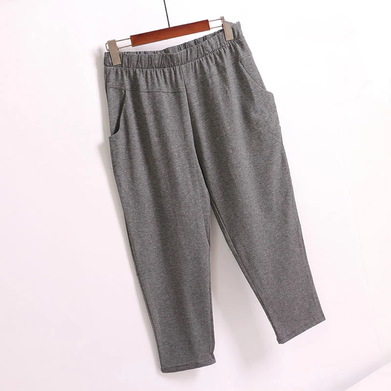 

Summer Women Capri Pants New Elastic High Waist Harem Pants Female Casual Loose Solid Color Pants Large Size 6XL 7XL