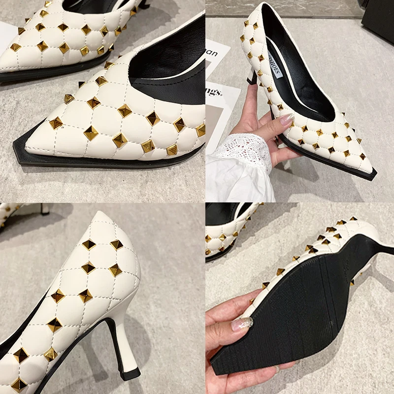 Туфли-лодочки женские на высоком каблуке 6 см с заостренным носком без застежки |