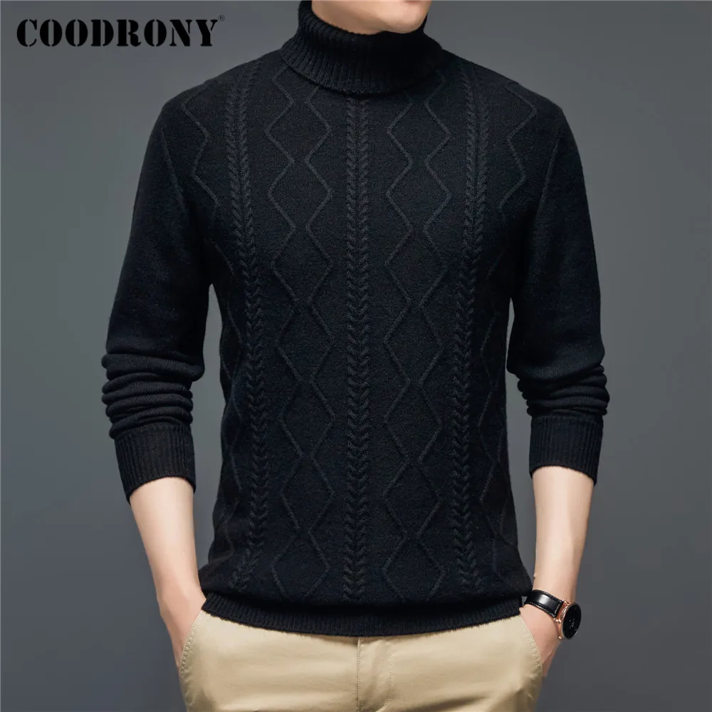 

COODRONY Winter Thick Warm Turtleneck Sweater Pullover Men Clothing New Arrivals 100% Pure Merino Wool Cashmere Knitwear C3130