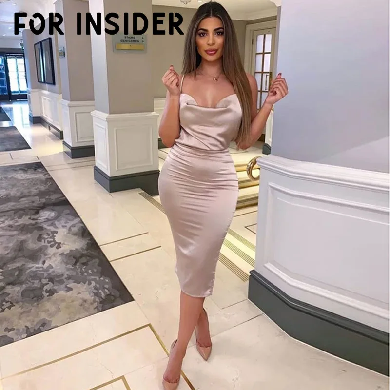 Для Insider сексуальное сатиновое платье с открытой спиной женское облегающее