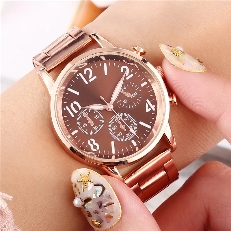 Часы наручные мужские и женские кварцевые с браслетом из нержавеющей стали |