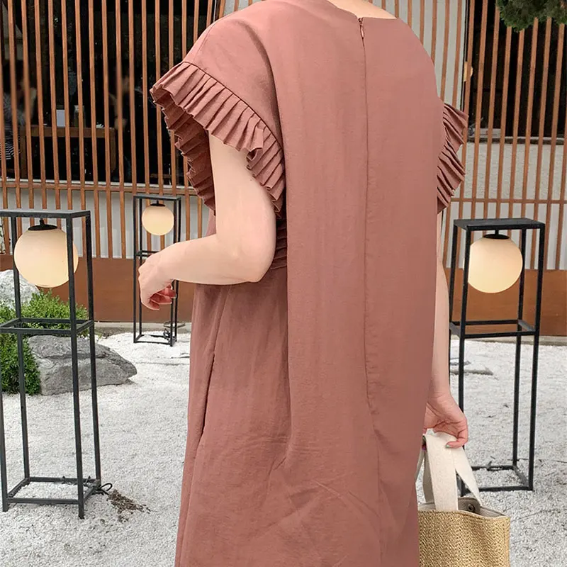 

XITAO Plus Size Dress Fashion New Women Ruffle Solid Color Minority Small Fresh Casual Style 2021 Summer Dress Top CLL1904