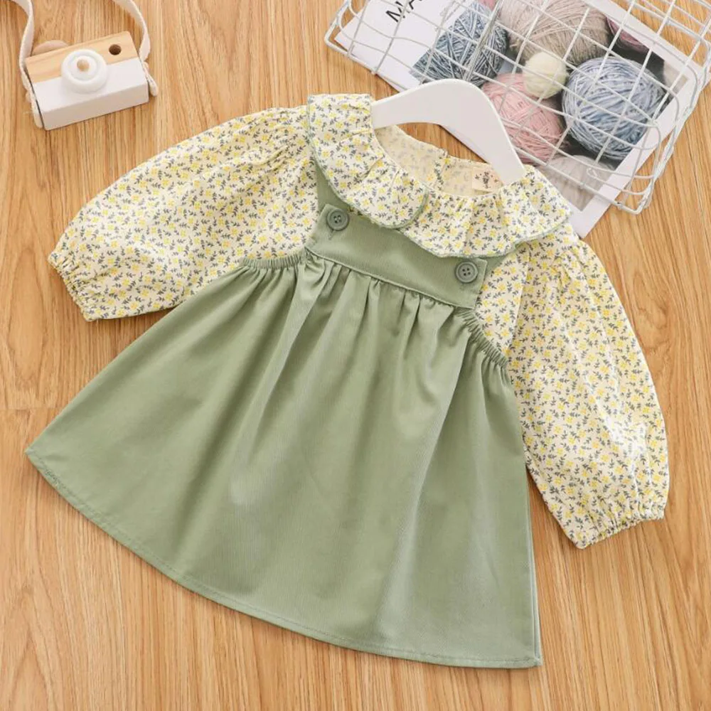 Toddler Girl Clothes Spring Outfits Floral Blouse + Dress Two Piece Set Princess Birthday Suit New Arrival