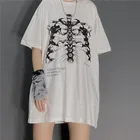 Женская футболка с рисунком черепа, костей, сердца и легких, летняя, в готическом стиле, в стиле Харадзюку
