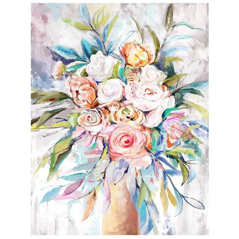 

Diamond Painting Full Circle Diamond Kit Rhinestone Picture Art Craft Home Door Decoration (Rose Flowers )